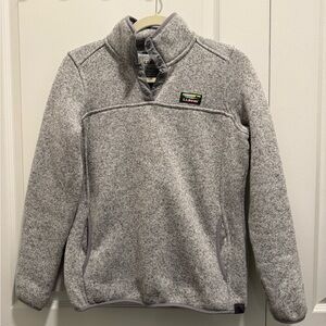 L.L. Bean Women's Heathered Gray Quarter Button Fleece Pullover